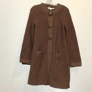 Boden Brown Crochet Button Cardigan Sweater